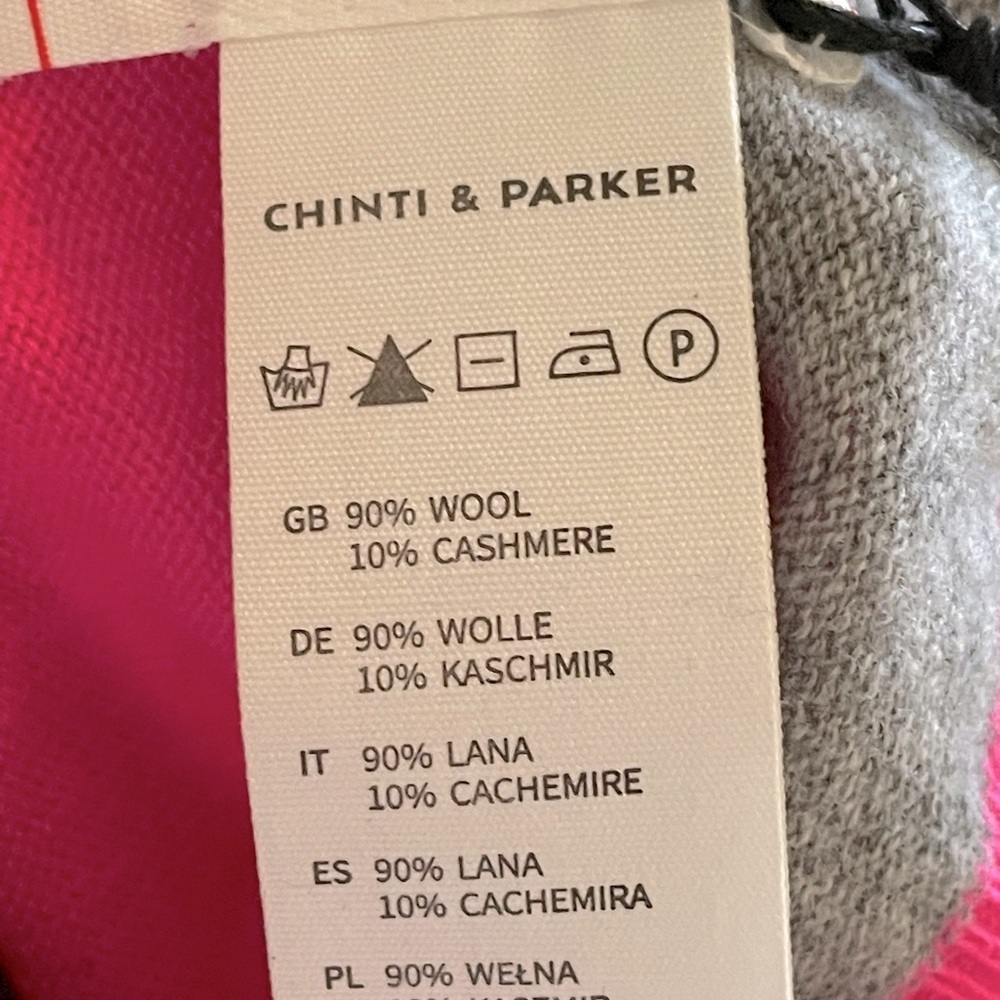 CHINTI & PARKER Pompom Striped Wool & Cashmere Blend Beanie Hat - NEW - Picture 6 of 6